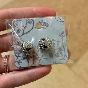 NWT Jack Skelington Elegant Silver and Black Stud Earrings